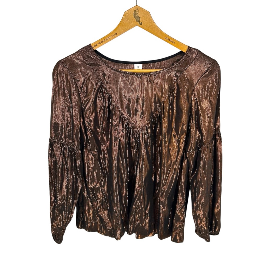 Anthropologie Amadi Merry Metallic Blouse Size Medium - Picture 4 of 11